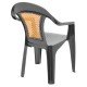 CADEIRA PLASTICA MONOBLOCO COM BRACOS MALIBU GRAFITE COM TELA RADICA