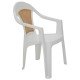 CADEIRA PLASTICA MONOBLOCO COM BRACOS MALIBU BRANCA COM TELA RADICA