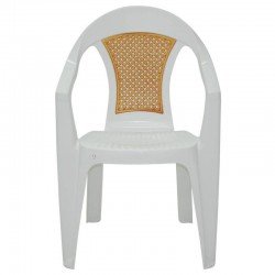 CADEIRA PLASTICA MONOBLOCO COM BRACOS MALIBU BRANCA COM TELA RADICA