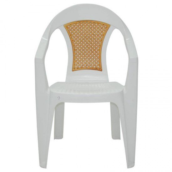 CADEIRA PLASTICA MONOBLOCO COM BRACOS MALIBU BRANCA COM TELA RADICA