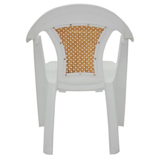 CADEIRA PLASTICA MONOBLOCO COM BRACOS MALIBU BRANCA COM TELA RADICA