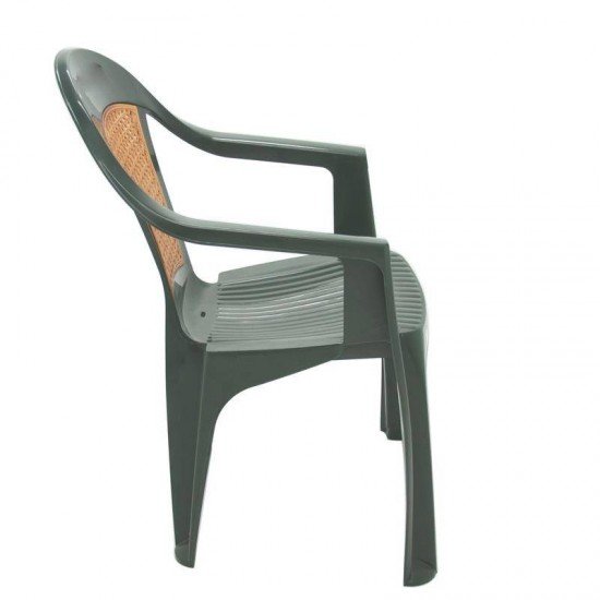 CADEIRA PLASTICA MONOBLOCO COM BRACOS MALIBU VERDE COM TELA RADICA