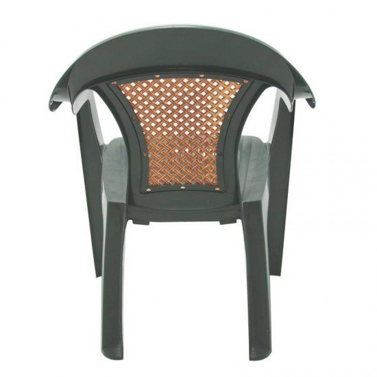 CADEIRA PLASTICA MONOBLOCO COM BRACOS MALIBU VERDE COM TELA RADICA