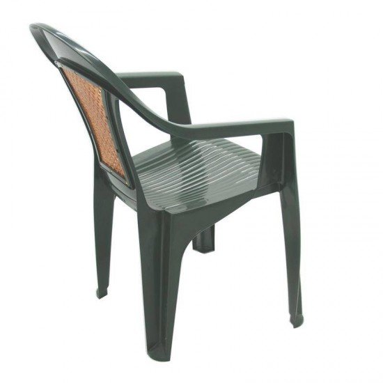 CADEIRA PLASTICA MONOBLOCO COM BRACOS MALIBU VERDE COM TELA RADICA