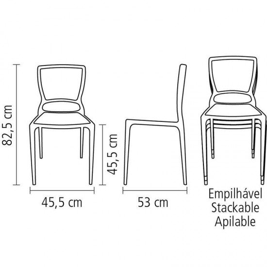 CADEIRA PLASTICA MONOBLOCO SOFIA GRAFITE