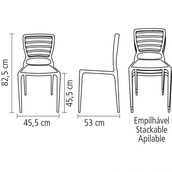 CADEIRA PLASTICA MONOBLOCO SOFIA BRANCA ENCOSTO VAZADO HORIZONTAL