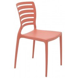 CADEIRA SOFIA ROSA CORAL ENCOSTO VAZADO HORIZONTAL EM POLIPROPILENO E FIBRA DE VIDRO TRAMONTINA