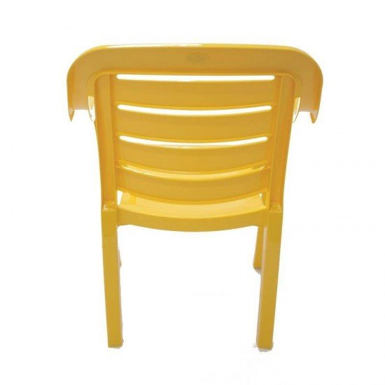 CADEIRA PLASTICA MONOBLOCO COM BRACOS MIAMI AMARELA COM O ENCOSTO VAZADO HORIZONTAL