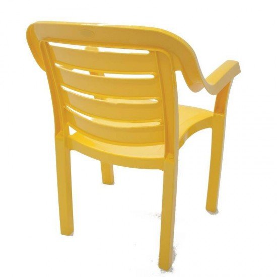 CADEIRA PLASTICA MONOBLOCO COM BRACOS MIAMI AMARELA COM O ENCOSTO VAZADO HORIZONTAL
