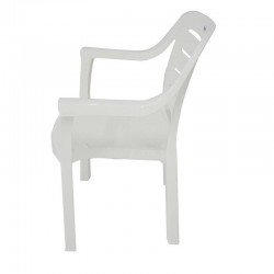 CADEIRA PLASTICA MONOBLOCO COM BRACOS MIAMI BRANCA COM O ENCOSTO VAZADO HORIZONTAL