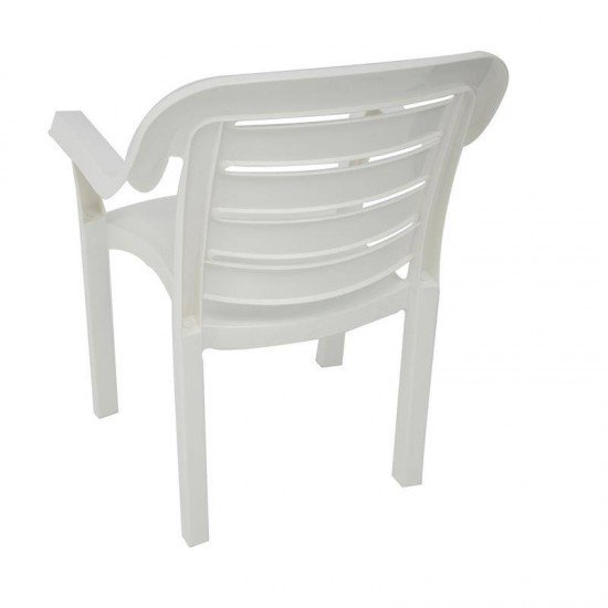 CADEIRA PLASTICA MONOBLOCO COM BRACOS MIAMI BRANCA COM O ENCOSTO VAZADO HORIZONTAL