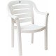 CADEIRA PLASTICA MONOBLOCO COM BRACOS MIAMI BRANCA COM O ENCOSTO VAZADO HORIZONTAL