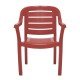 CADEIRA PLASTICA MONOBLOCO COM BRACOS MIAMI VERMELHA COM O ENCOSTO VAZADO HORIZONTAL