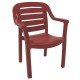 CADEIRA PLASTICA MONOBLOCO COM BRACOS MIAMI VERMELHA COM O ENCOSTO VAZADO HORIZONTAL