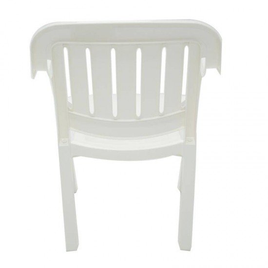 CADEIRA PLASTICA MONOBLOCO COM BRACOS MIAMI BRANCA COM O ENCOSTO VAZADO VERTICAL