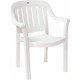 CADEIRA PLASTICA MONOBLOCO COM BRACOS MIAMI BRANCA COM O ENCOSTO VAZADO VERTICAL