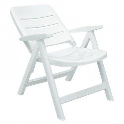 CADEIRA PLASTICA  DOBRAVEL COM BRACOS IRACEMA BRANCA COM ENCOSTO BAIXO