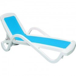 ESPREGUICADEIRA PLASTICA CANCUN BRANCA COM TELA PLASTICA AZUL
