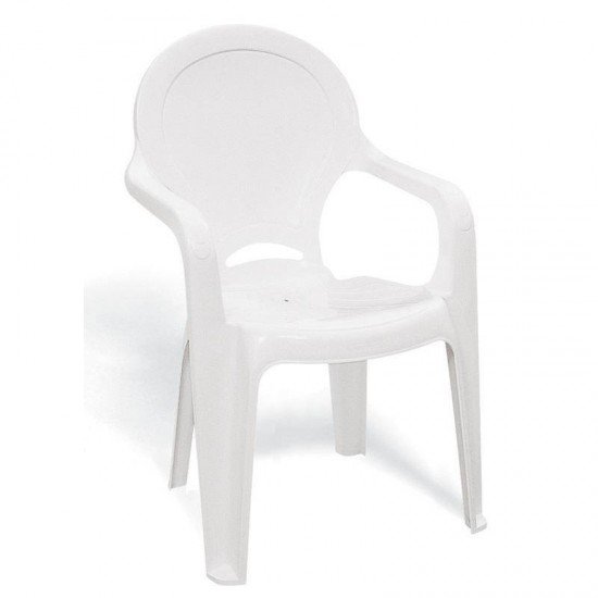 CADEIRA PLASTICA MONOBLOCO COM BRACOS INFANTIL TIQUETAQUE BRANCA