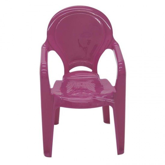 CADEIRA PLASTICA MONOBLOCO COM BRACOS INFANTIL TIQUETAQUE ROSA