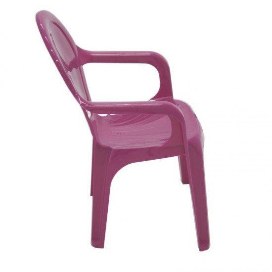 CADEIRA PLASTICA MONOBLOCO COM BRACOS INFANTIL TIQUETAQUE ROSA