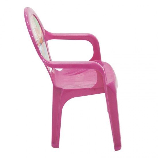 CADEIRA PLASTICA MONOBLOCO COM BRACOS INFANTIL CATTY ROSA COM DECORACAO IN MOLD