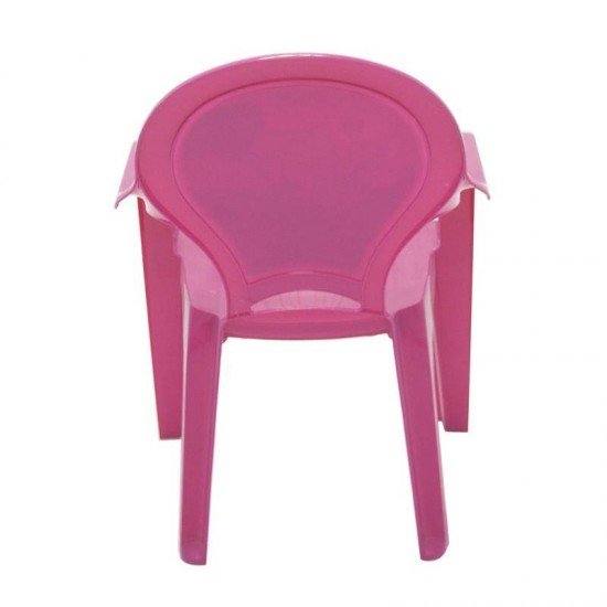 CADEIRA PLASTICA MONOBLOCO COM BRACOS INFANTIL CATTY ROSA COM DECORACAO IN MOLD