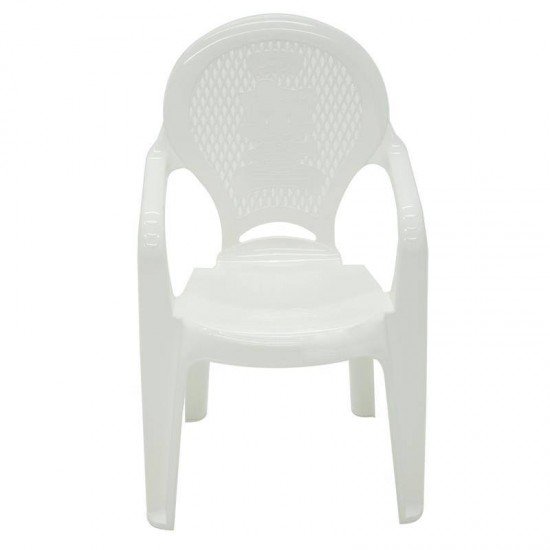 CADEIRA PLASTICA MONOBLOCO COM BRACOS INFANTIL ESTAMPADA CATTY BRANCA