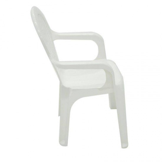CADEIRA PLASTICA MONOBLOCO COM BRACOS INFANTIL ESTAMPADA CATTY BRANCA