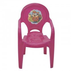 CADEIRA PLASTICA MONOBLOCO COM BRACOS INFANTIL ROSA COM ADESIVO CATTY