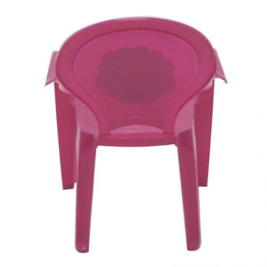 CADEIRA PLASTICA MONOBLOCO COM BRACOS INFANTIL ROSA COM ADESIVO CATTY
