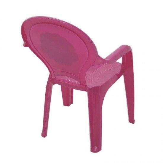 CADEIRA PLASTICA MONOBLOCO COM BRACOS INFANTIL ROSA COM ADESIVO CATTY