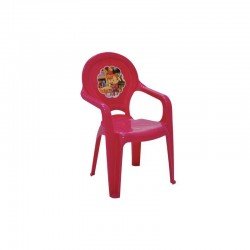 CADEIRA PLASTICA MONOBLOCO COM BRACOS INFANTIL ROSA COM ADESIVO CATTY