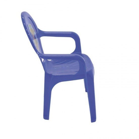 CADEIRA PLASTICA MONOBLOCO COM BRACOS INFANTIL AZUL COM ADESIVO CATTY