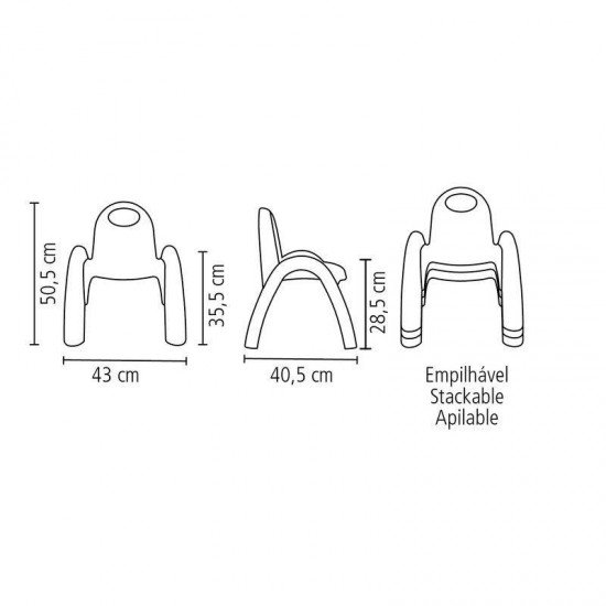 CADEIRA PLASTICA MONOBLOCO COM BRACOS INFANTIL POPI VERMELHA SEM INSERTO TRAMONTINA