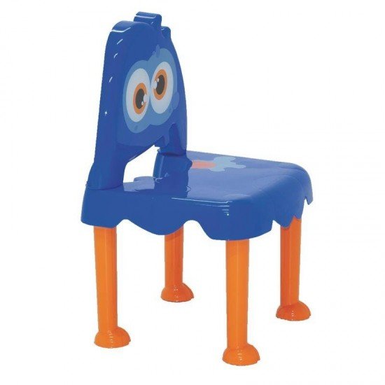 CADEIRA PLASTICA INFANTIL MONTAVEL MONSTER AZUL E LARANJA