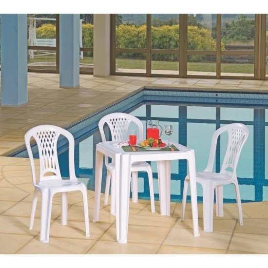 MESA PLASTICA MONOBLOCO RIVIERA BRANCA