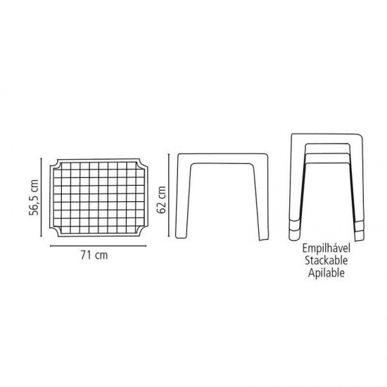 MESA PLASTICA INFANTIL VERSA BRANCA COM TAMPA DE PLASTICO AZUL