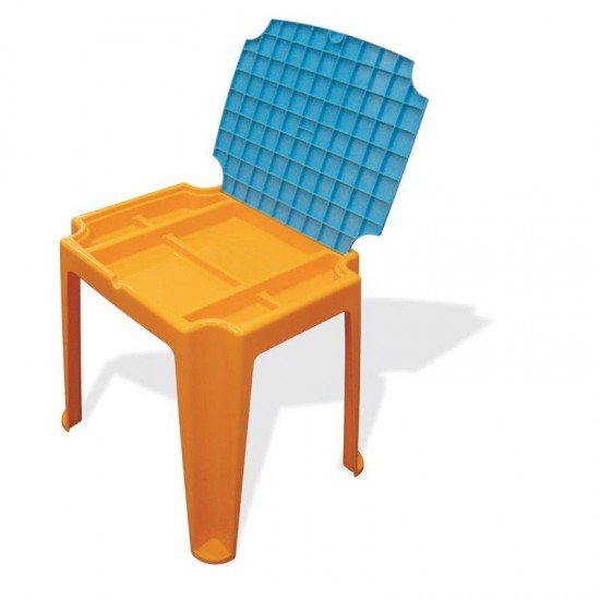 MESA PLASTICA INFANTIL VERSA LARANJA COM TAMPA DE PLASTICO AZUL