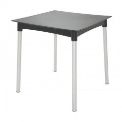 MESA PLASTICA DIANA PRETA COM PERNAS DE ALUMINIO ANODIZADO