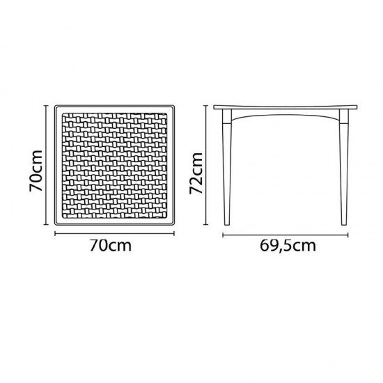 MESA TRAMONTINA LAURA RATTAN EM POLIPROPILENO CAMURÇA COM PERNAS DE MADEIRA