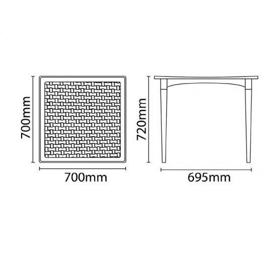 MESA TRAMONTINA LAURA RATTAN EM POLIPROPILENO CAMURÇA COM PERNAS DE MADEIRA