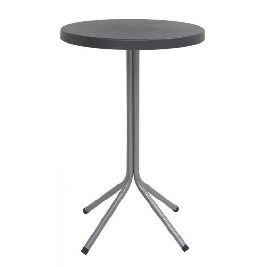 MESA SIGMA ALTA COM TAMPO REDONDO EM POLIPROPILENO PRETO E BASE DE ACO INOX TRAMONTINA