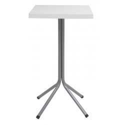 MESA SIGMA ALTA COM TAMPO QUADRADO EM POLIPROPILENO BRANCO E BASE DE ACO INOX TRAMONTINA