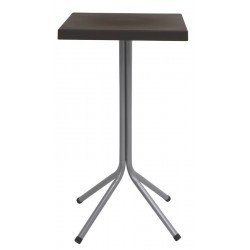 MESA SIGMA ALTA COM TAMPO QUADRADO EM POLIPROPILENO MARROM E BASE DE ACO INOX TRAMONTINA