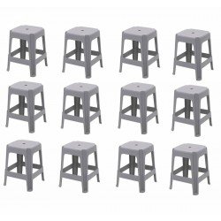KIT 12 UNI BANQUETA ICARAI CINZA EM POLIPROPILENO TRAMONTINA
