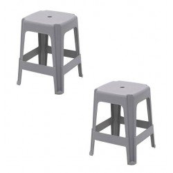 KIT 2 UNI BANQUETA ICARAI CINZA EM POLIPROPILENO TRAMONTINA