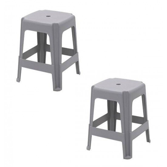 KIT 2 UNI BANQUETA ICARAI CINZA EM POLIPROPILENO TRAMONTINA