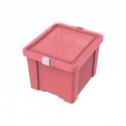 CAIXA ORGANIZADORA COM TAMPA EM PLASTICO LAUNDRY 30LITROS ROSA CLARO