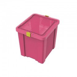 CAIXA ORGANIZADORA COM TAMPA EM PLASTICO KIDS 42LITROS ROSA